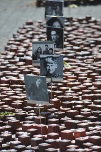 Memorial bricks in honor of the 102,000 victims